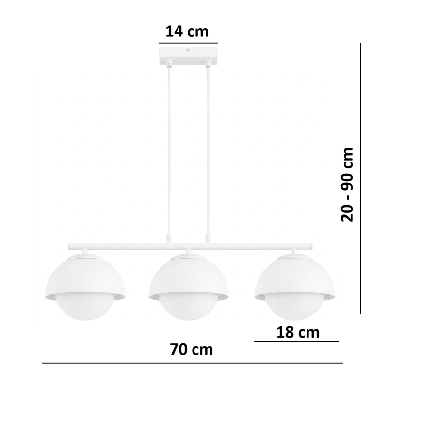 BRILAGI - Pendel på ledning COSMO 3xE27/60W/230V hvid