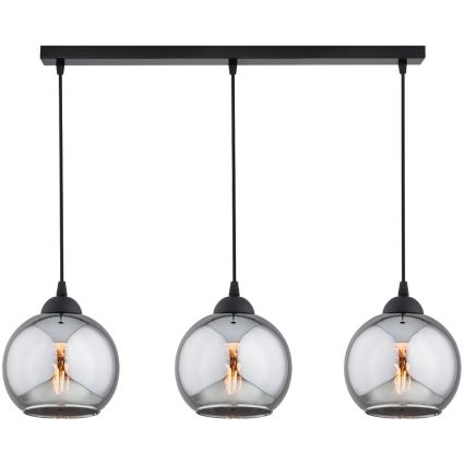 Brilagi - Pendel på ledning DIOR 3xE27/60W/230V sort/røggrå