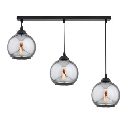 Brilagi - Pendel på ledning DIOR 3xE27/60W/230V sort/røggrå