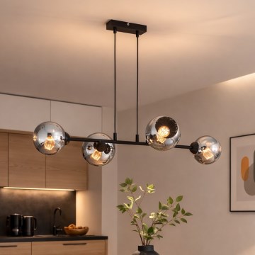 Brilagi - Pendel på ledning DIOR 4xE27/60W/230V, sort/røggrå