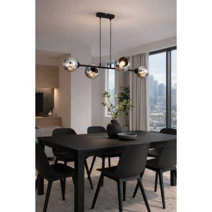 Brilagi - Pendel på ledning DIOR 4xE27/60W/230V, sort/røggrå