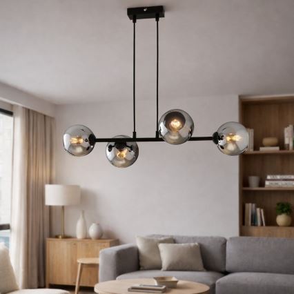 Brilagi - Pendel på ledning DIOR 4xE27/60W/230V, sort/røggrå