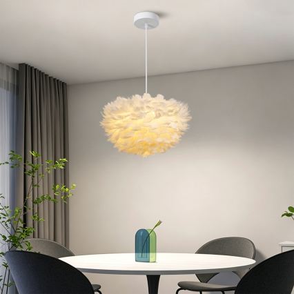 Brilagi - Pendel på ledning FEATHER 3xE27/40W/230V Ø 40 cm hvid