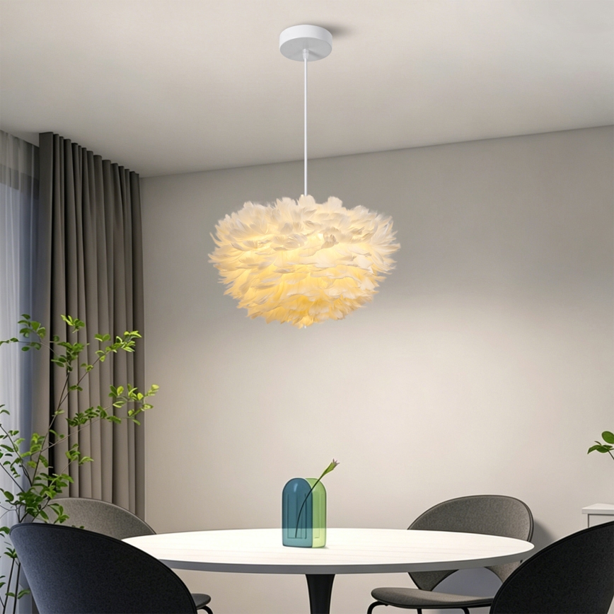 Brilagi - Pendel på ledning FEATHER 3xE27/40W/230V Ø 40 cm hvid