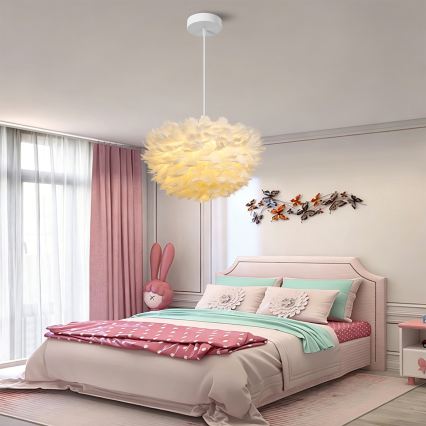 Brilagi - Pendel på ledning FEATHER 3xE27/40W/230V Ø 40 cm hvid