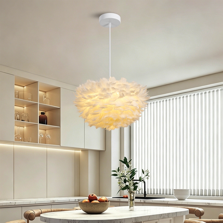 Brilagi - Pendel på ledning FEATHER 3xE27/40W/230V Ø 40 cm hvid