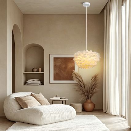 Brilagi - Pendel på ledning FEATHER 3xE27/40W/230V Ø 40 cm hvid