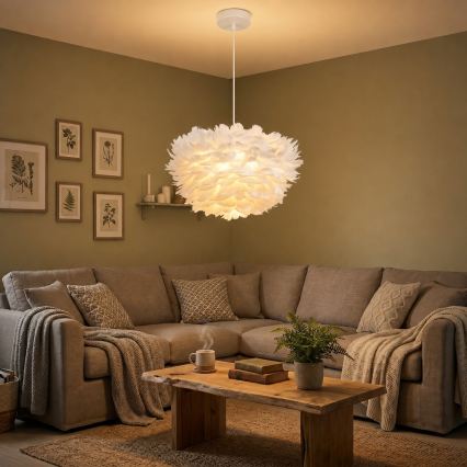 Brilagi - Pendel på ledning FEATHER 3xE27/40W/230V Ø 40 cm hvid