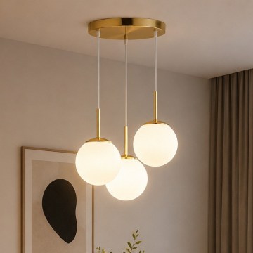 Brilagi - Pendel på ledning MILO 3xE27/60W/230V guld