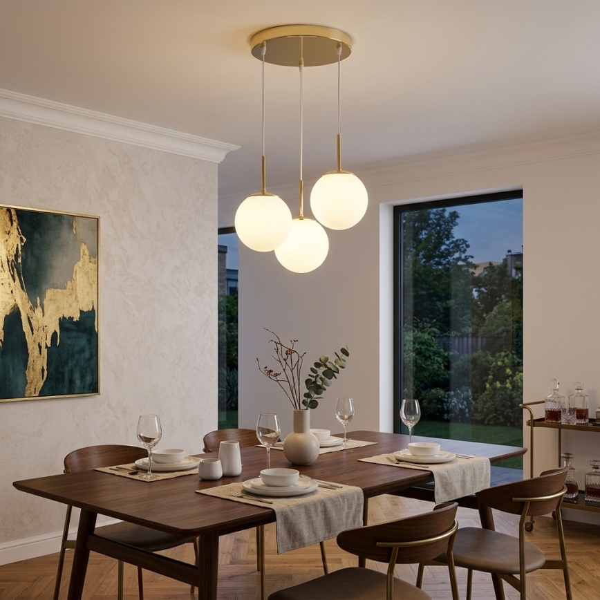Brilagi - Pendel på ledning MILO 3xE27/60W/230V guld