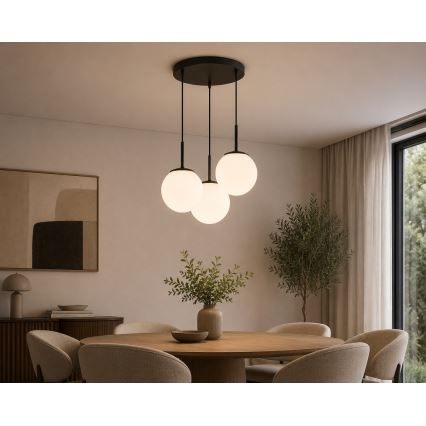 Brilagi - Pendel på ledning MILO 3xE27/60W/230V sort