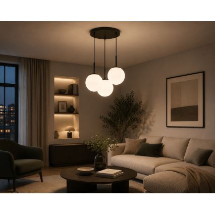 Brilagi - Pendel på ledning MILO 3xE27/60W/230V sort