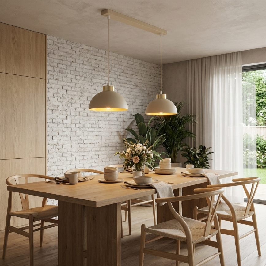 Brilagi - Pendel på ledning MOON 2xE27/60W/230V beige/guld
