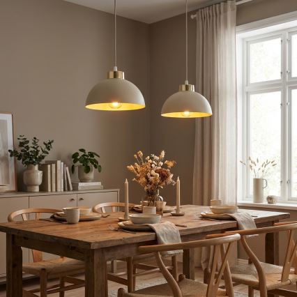 Brilagi - Pendel på ledning MOON 2xE27/60W/230V beige/guld