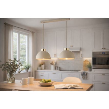 Brilagi - Pendel på ledning MOON 2xE27/60W/230V beige/guld
