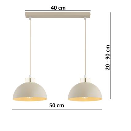Brilagi - Pendel på ledning MOON 2xE27/60W/230V beige/guld
