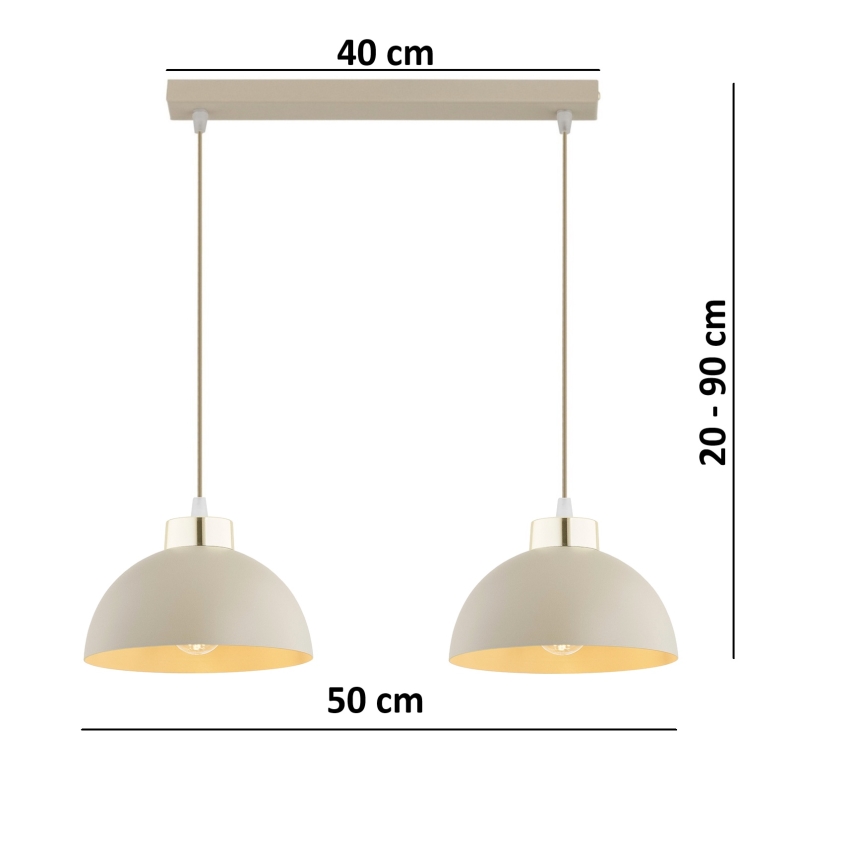 Brilagi - Pendel på ledning MOON 2xE27/60W/230V beige/guld