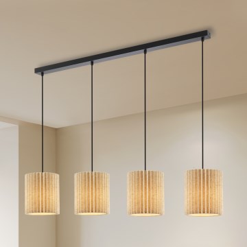 Brilagi - Pendel på ledning NORDIC WAVE 4xE27/15W/230V hør/sort