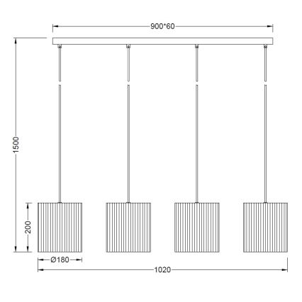 Brilagi - Pendel på ledning NORDIC WAVE 4xE27/15W/230V hør/sort