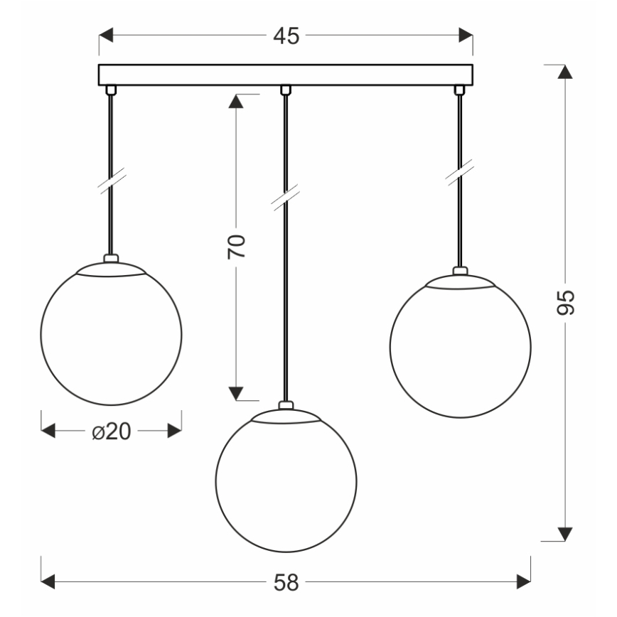 BRILAGI - Pendel på ledning POLOS 3xE27/40W/230V sort