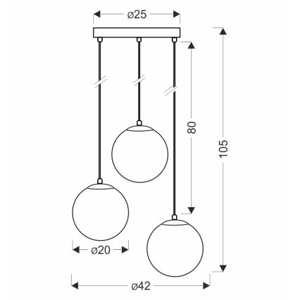 BRILAGI - Pendel på ledning POLOS 3xE27/40W/230V Ø 42 cm sort