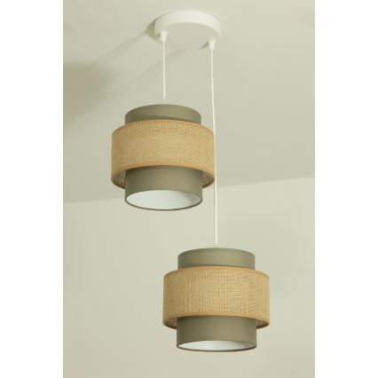 Brilagi - Pendel på ledning RESNA 2xE27/60W/230V Ø 30 cm brun/beige