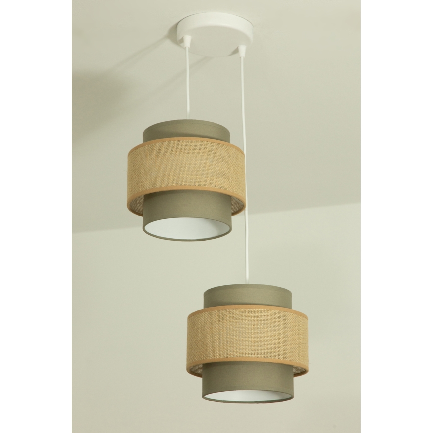 Brilagi - Pendel på ledning RESNA 2xE27/60W/230V Ø 30 cm brun/beige
