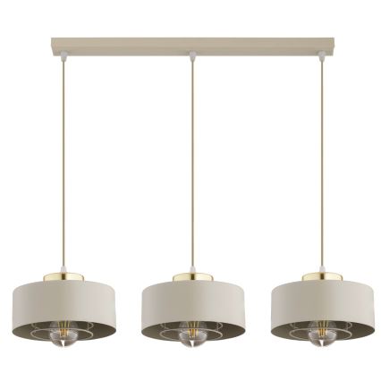 Brilagi - Pendel på ledning SPRING 3xE27/60W/230V beige/guld