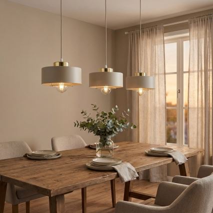 Brilagi - Pendel på ledning SPRING 3xE27/60W/230V beige/guld