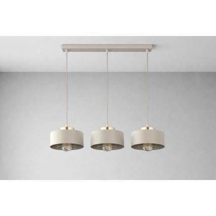 Brilagi - Pendel på ledning SPRING 3xE27/60W/230V beige/guld