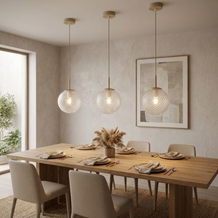 Brilagi - Pendel på ledning STELLA 1xE27/60W/230V Ø 18 cm beige/guld