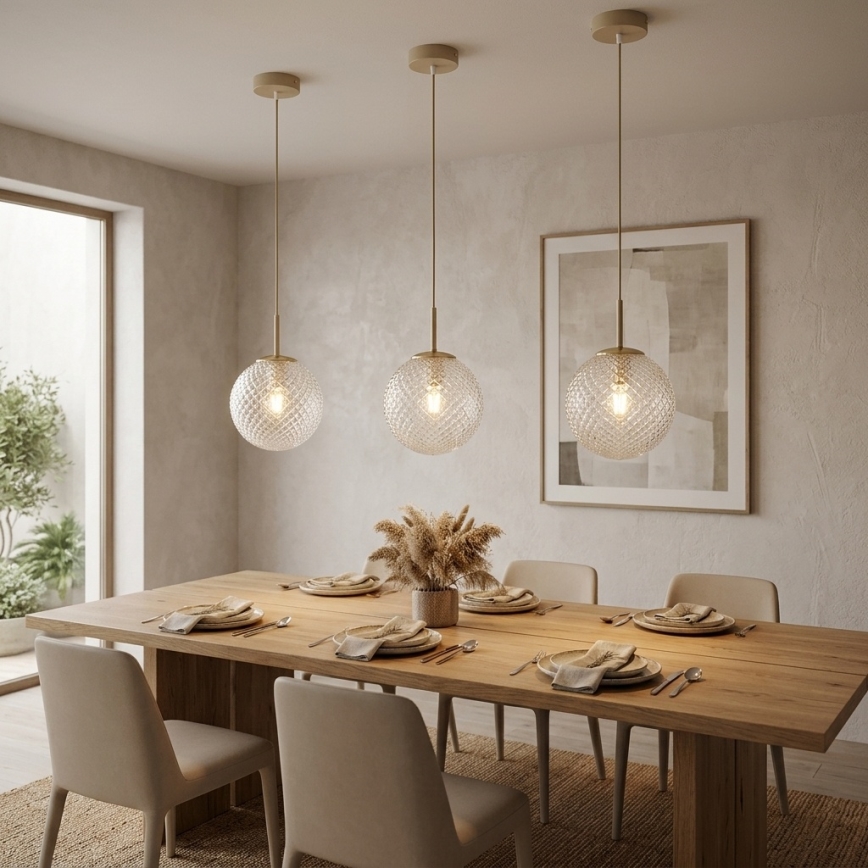 Brilagi - Pendel på ledning STELLA 1xE27/60W/230V Ø 18 cm beige/guld