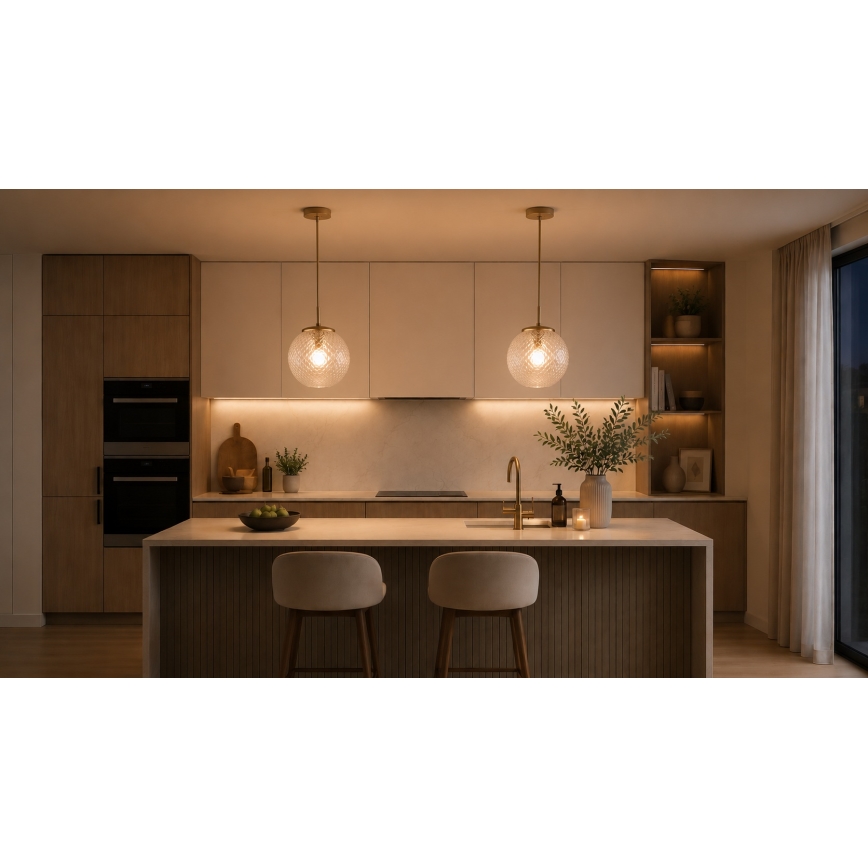 Brilagi - Pendel på ledning STELLA 1xE27/60W/230V Ø 18 cm beige/guld