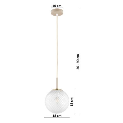 Brilagi - Pendel på ledning STELLA 1xE27/60W/230V Ø 18 cm beige/guld