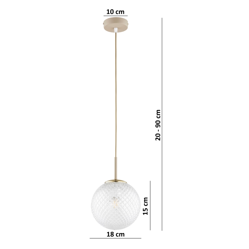 Brilagi - Pendel på ledning STELLA 1xE27/60W/230V Ø 18 cm beige/guld