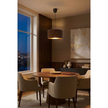 Brilagi - Pendel på ledning VELVET 1xE27/60W/230V Ø 40 cm brun/guld