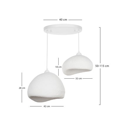Brilagi - Pendel på ledning WABI SABI 2xE27/40W/230V Ø 70 cm hvid