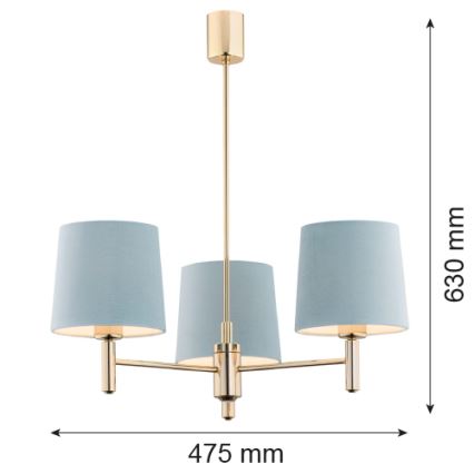 Brilagi - Pendel på stang MONTE 3xE27/15W/230V blå/guld
