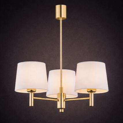 Brilagi - Pendel på stang MONTE 3xE27/15W/230V creme/guld