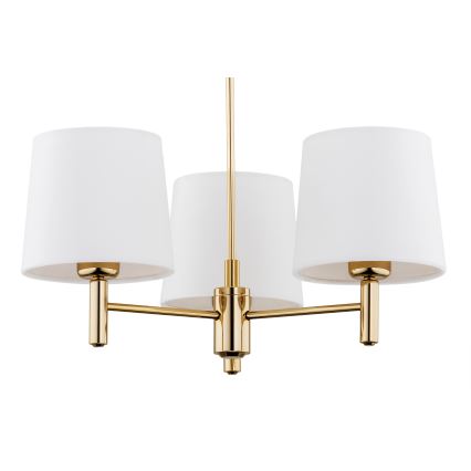 Brilagi - Pendel på stang MONTE 3xE27/15W/230V creme/guld