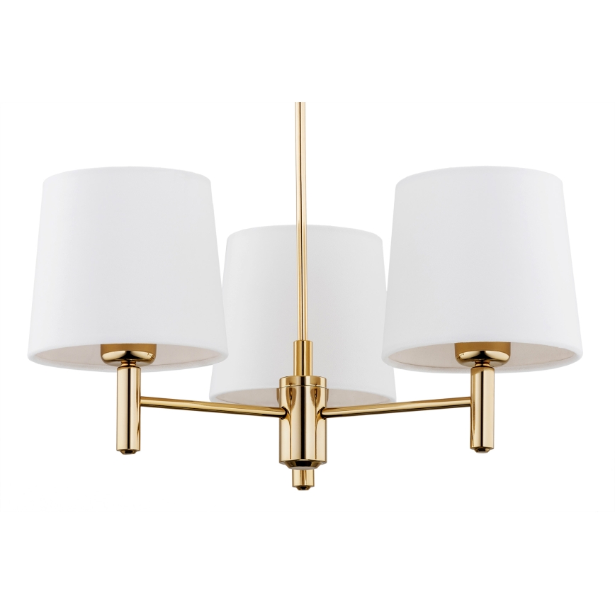 Brilagi - Pendel på stang MONTE 3xE27/15W/230V creme/guld