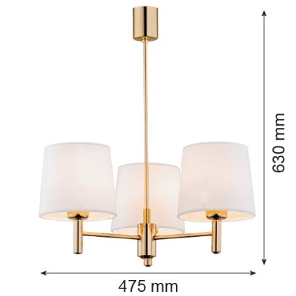 Brilagi - Pendel på stang MONTE 3xE27/15W/230V creme/guld