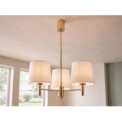 Brilagi - Pendel på stang MONTE 3xE27/60W/230V creme/guld
