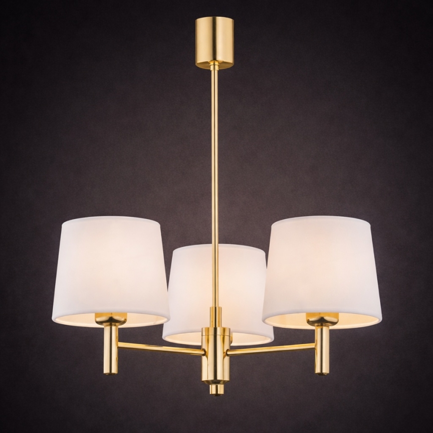 Brilagi - Pendel på stang MONTE 3xE27/60W/230V creme/guld