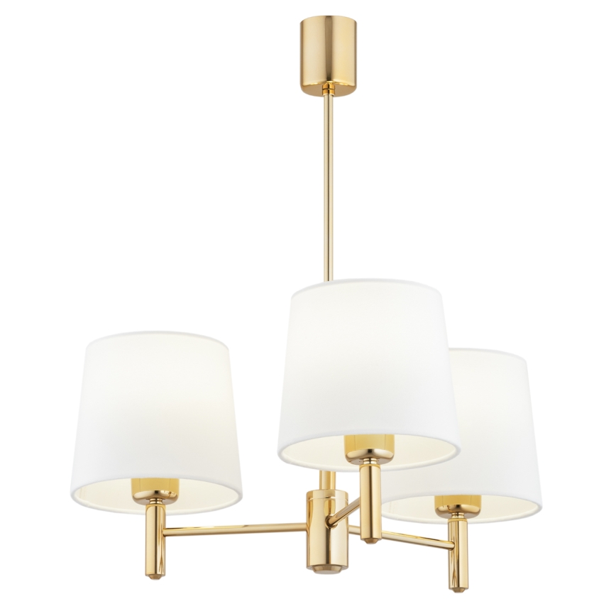 Brilagi - Pendel på stang MONTE 3xE27/60W/230V creme/guld