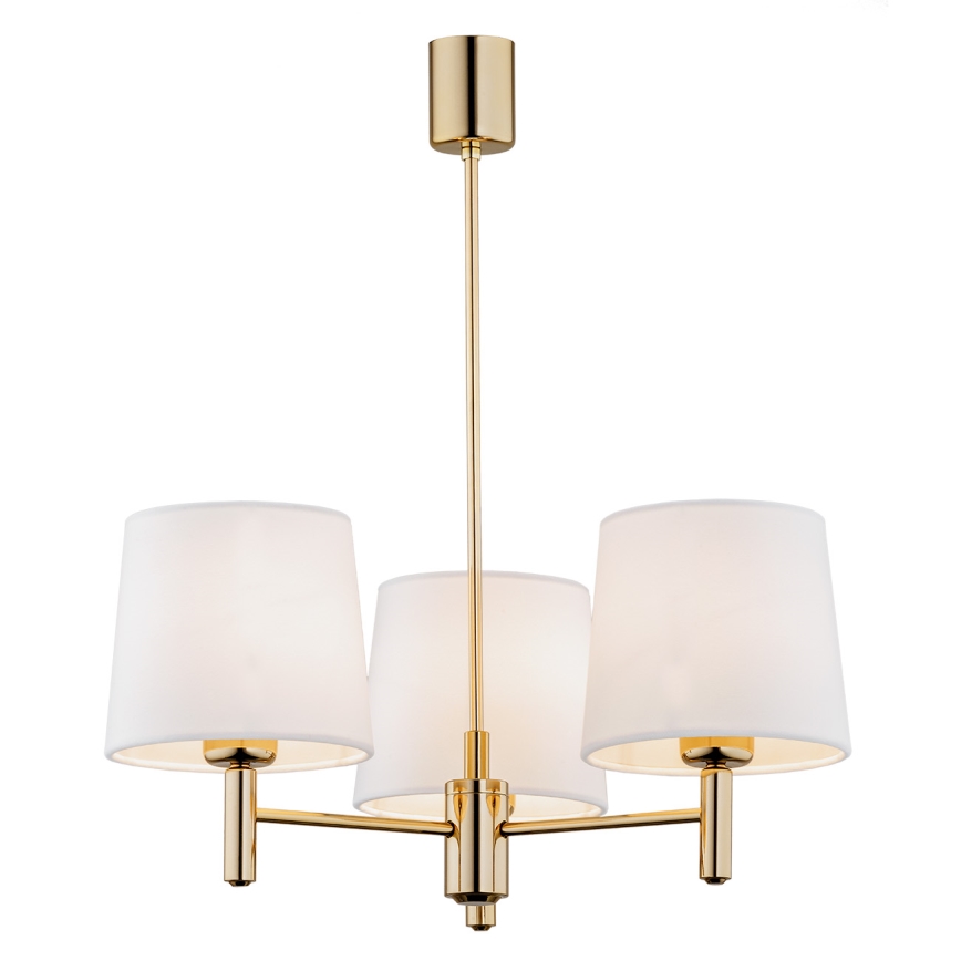 Brilagi - Pendel på stang MONTE 3xE27/60W/230V creme/guld