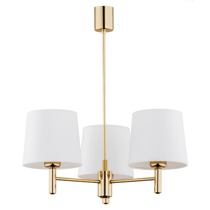 Brilagi - Pendel på stang MONTE 3xE27/60W/230V creme/guld