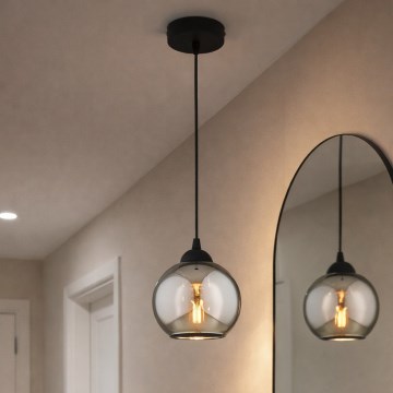 Brilagi - Pendel på wire 1xE27/60W/230V sort/røggrå