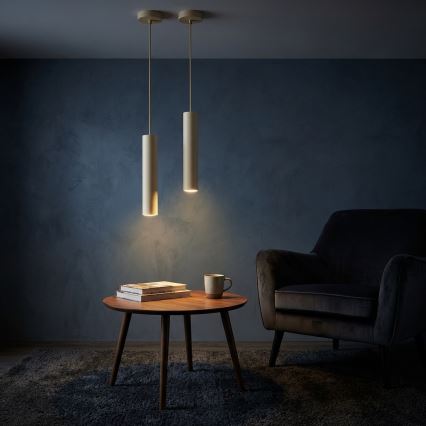 Brilagi - Pendel på wire 1xGU10/15W/230V beige/guld