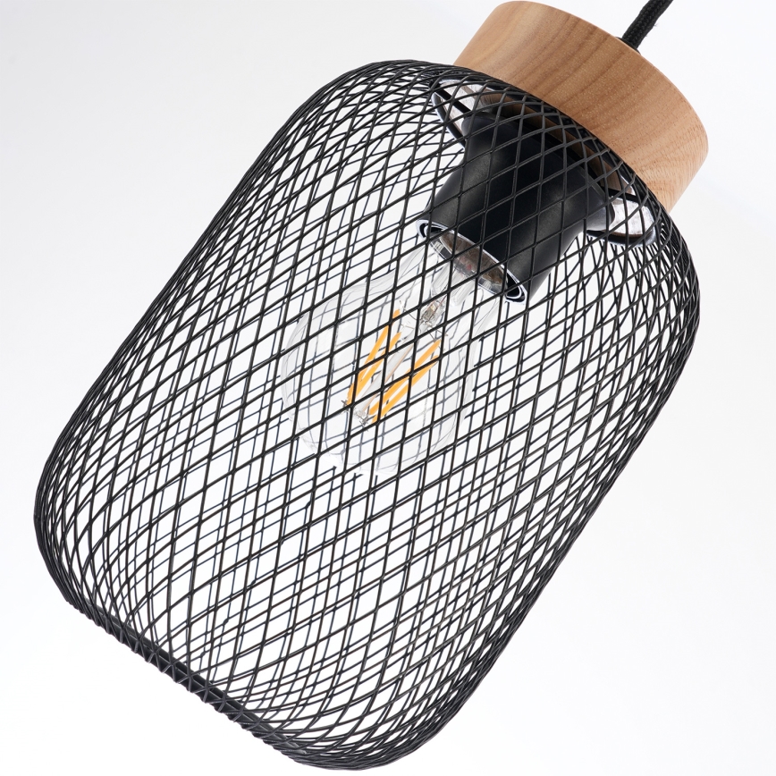 Brilagi - Pendel på wire BASKLITE 3xE27/15W/230V træ/sort